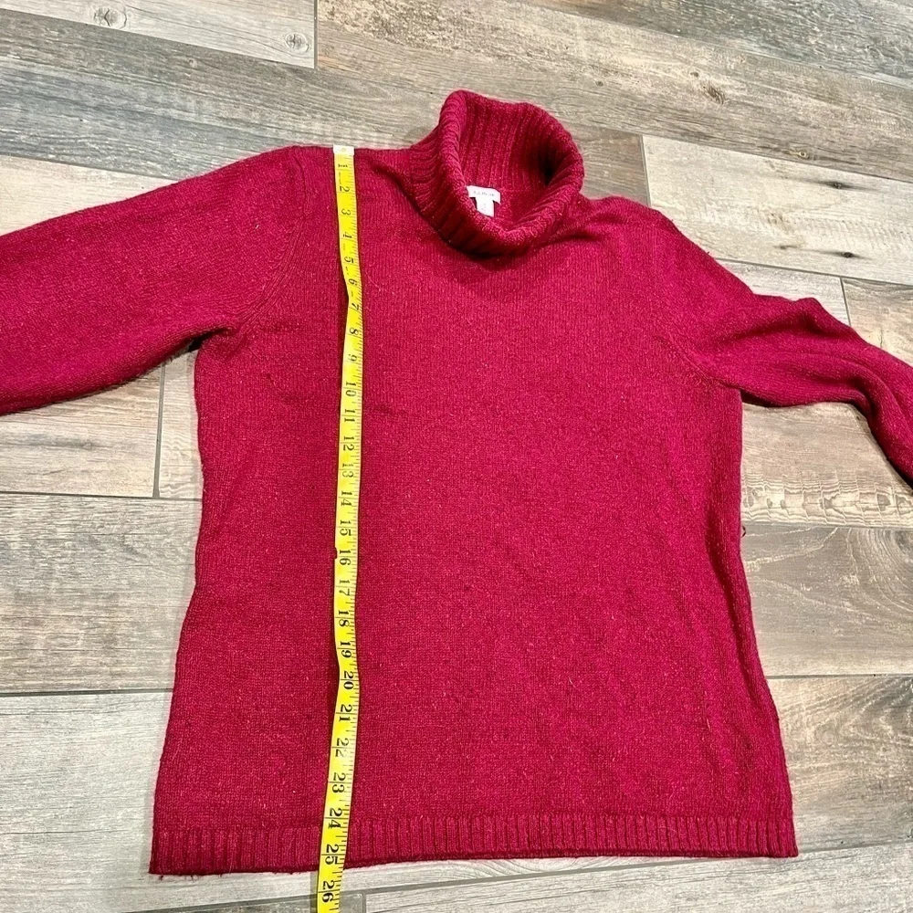 LL Bean Womens vintage Sz L Thick Chunky Speckled Red Knit Turtleneck Sweater
